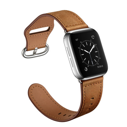 Rynx | Genuine Leather Bracelet for Apple Watch Ultra 49mm & Watch Ultra 2 49mm / Series 9 & 8 & 7 45mm / SE 3 & SE 2 & 6 & SE & 5 & 4 44mm / 3 & 2 & 1 42mm (Red-Brown Crazy Horse Texture)