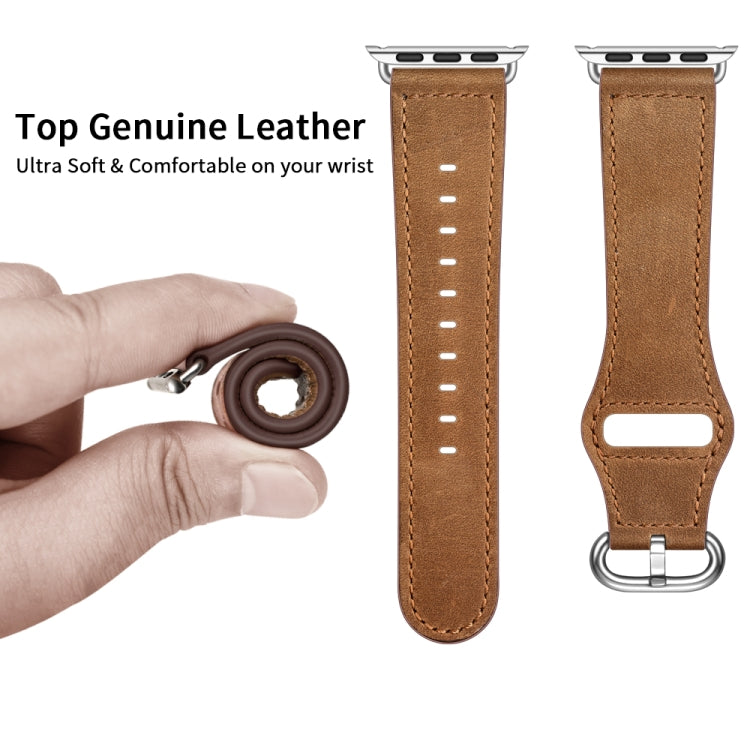 Rynx | Genuine Leather Bracelet for Apple Watch Ultra 49mm & Watch Ultra 2 49mm / Series 9 & 8 & 7 45mm / SE 3 & SE 2 & 6 & SE & 5 & 4 44mm / 3 & 2 & 1 42mm (Red-Brown Crazy Horse Texture)