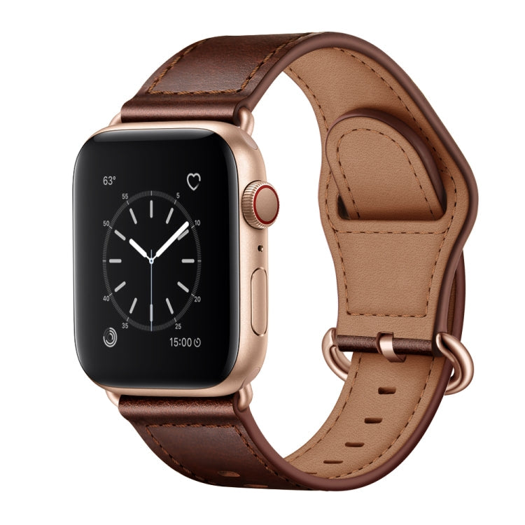 Rynx | Genuine Leather Watch Band for Apple Watch Series 9&8&7 41mm / SE 3&SE 2&6&SE&5&4 40mm / 3&2&1 38mm (Dark Brown Oil Texture)