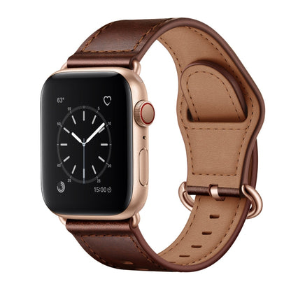 Rynx | Genuine Leather Watch Band for Apple Watch Series 9&8&7 41mm / SE 3&SE 2&6&SE&5&4 40mm / 3&2&1 38mm (Dark Brown Oil Texture)