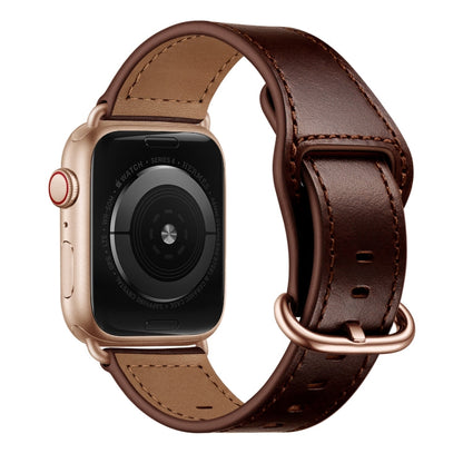 Rynx | Genuine Leather Watch Band for Apple Watch Series 9&8&7 41mm / SE 3&SE 2&6&SE&5&4 40mm / 3&2&1 38mm (Dark Brown Oil Texture)