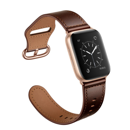 Rynx | Genuine Leather Watch Band for Apple Watch Series 9&8&7 41mm / SE 3&SE 2&6&SE&5&4 40mm / 3&2&1 38mm (Dark Brown Oil Texture)