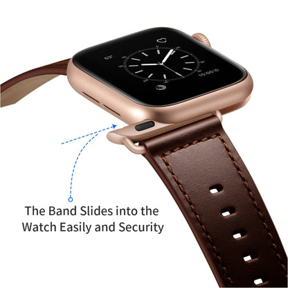 Rynx | Genuine Leather Watch Band for Apple Watch Series 9&8&7 41mm / SE 3&SE 2&6&SE&5&4 40mm / 3&2&1 38mm (Dark Brown Oil Texture)
