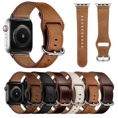 Rynx | Genuine Leather Watch Band for Apple Watch Series 9&8&7 41mm / SE 3&SE 2&6&SE&5&4 40mm / 3&2&1 38mm (Dark Brown Oil Texture)