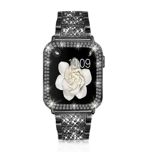 Rynx | Diamond Metal Watch Band for Apple Watch Series 9&8&7 41mm / SE 3&SE 2&6&SE&5&4 40mm / 3&2&1 38mm (Black)