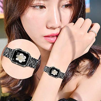 Rynx | Diamond Metal Watch Band for Apple Watch Series 9&8&7 41mm / SE 3&SE 2&6&SE&5&4 40mm / 3&2&1 38mm (Black)