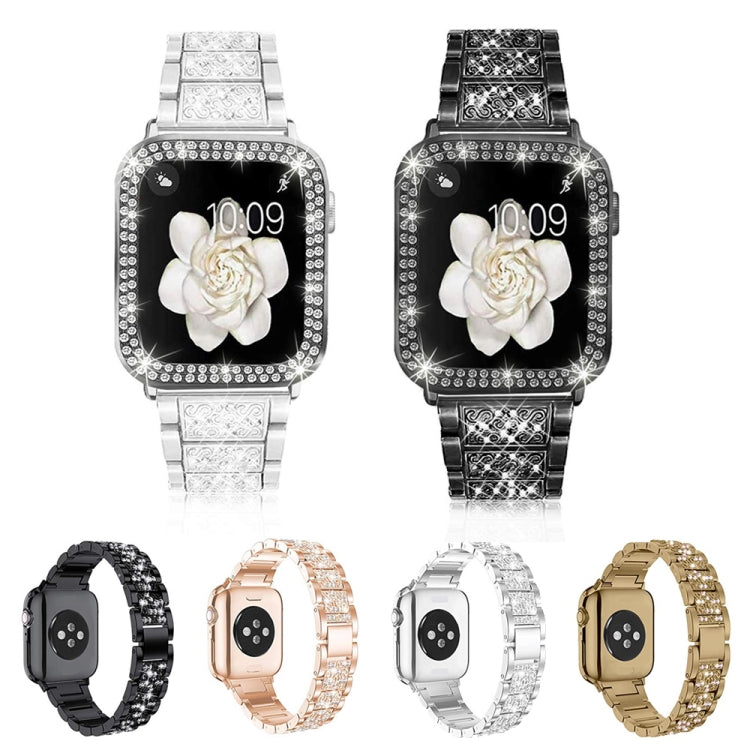 Rynx | Diamond Metal Watch Band for Apple Watch Series 9&8&7 41mm / SE 3&SE 2&6&SE&5&4 40mm / 3&2&1 38mm (Black)