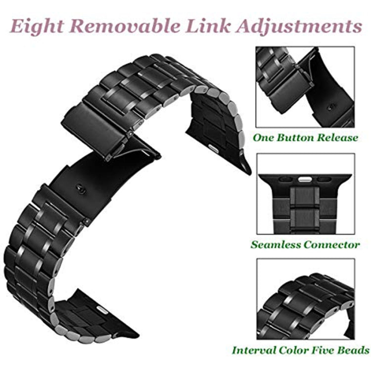 Rynx | 5-pearls stainless steel bracelet for Apple Watch Series 9&8&7 41mm / SE 3&SE 2&6&SE&5&4 40mm / 3&2&1 38mm (Black)