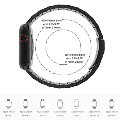 Rynx | 5-pearls stainless steel bracelet for Apple Watch Series 9&8&7 41mm / SE 3&SE 2&6&SE&5&4 40mm / 3&2&1 38mm (Black)