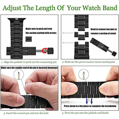 Rynx | 5-pearls stainless steel bracelet for Apple Watch Series 9&8&7 41mm / SE 3&SE 2&6&SE&5&4 40mm / 3&2&1 38mm (Black)