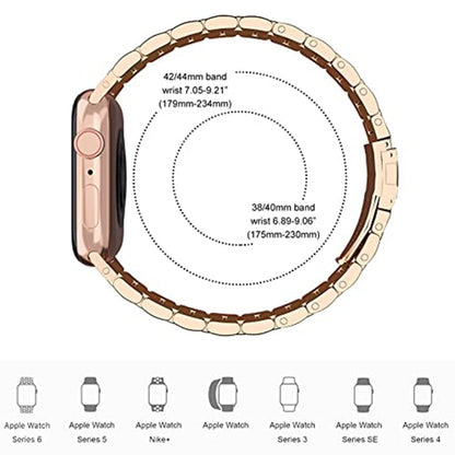 Rynx | 5-Pearl Stainless Steel Bracelet for Apple Watch Series 9&8&7 41mm / SE 3&SE 2&6&SE&5&4 40mm / 3&2&1 38mm (Rose Gold)