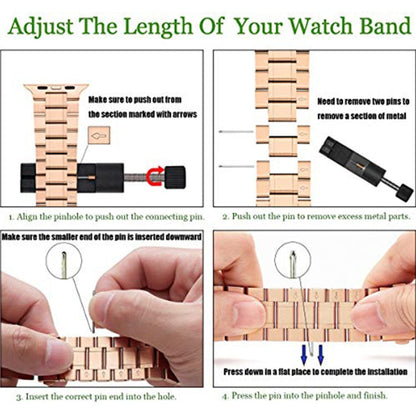 Rynx | 5-Pearl Stainless Steel Bracelet for Apple Watch Series 9&8&7 41mm / SE 3&SE 2&6&SE&5&4 40mm / 3&2&1 38mm (Rose Gold)