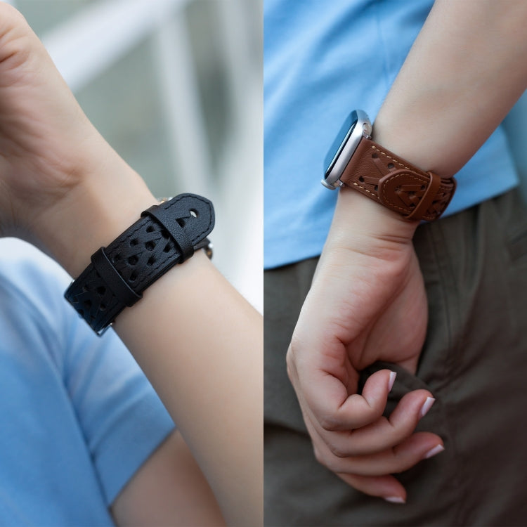 Rynx | Genuine Leather Braided Watch Band for Apple Watch Series 9&8&7 41mm / SE 3&SE 2&6&SE&5&4 40mm / 3&2&1 38mm (Brown)