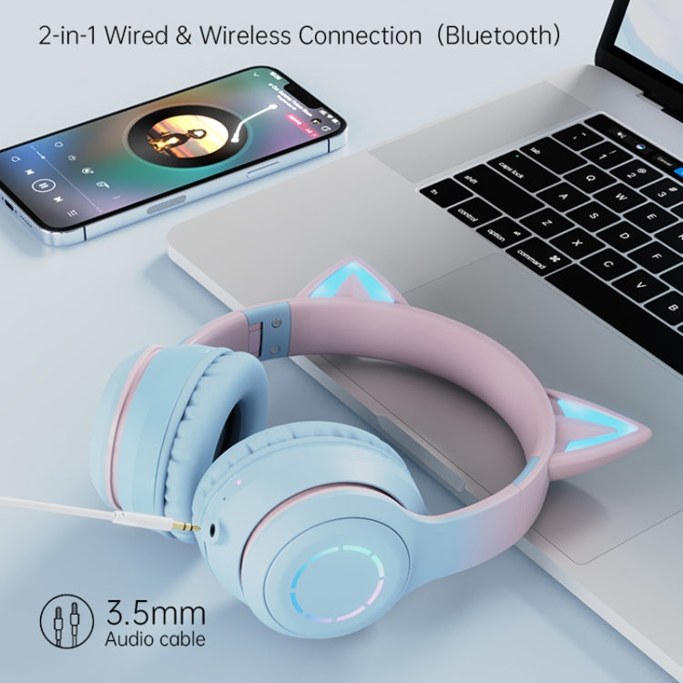 RYNX | BT029C RGB Dual Modes Cat Ear Wireless Bluetooth Headphone(Purple)