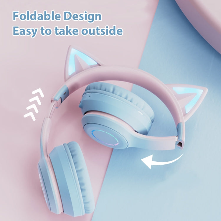 RYNX | BT029C RGB Dual Modes Cat Ear Wireless Bluetooth Headphone(Purple)