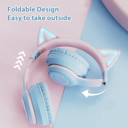 RYNX | BT029C RGB Dual Modes Cat Ear Wireless Bluetooth Headphone(Purple)