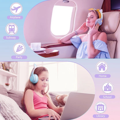 RYNX | BT029C RGB Dual Modes Cat Ear Wireless Bluetooth Headphone(Purple)