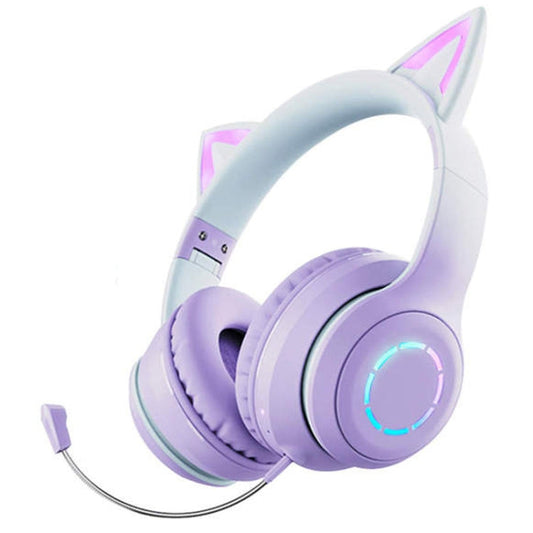 RYNX | BT029C RGB Dual Modes Cat Ear Wireless Bluetooth Headphone(Purple)