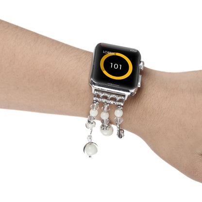 Rynx | For Apple Watch Ultra 49mm&Watch Ultra 2 49mm / Series 9&8&7 45mm / SE 3&SE 2&6&SE&5&4 44mm / 3&2&1 42mm Luminous Agate Bracelet(Silver)