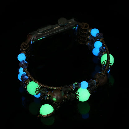 Rynx | For Apple Watch Ultra 49mm&Watch Ultra 2 49mm / Series 9&8&7 45mm / SE 3&SE 2&6&SE&5&4 44mm / 3&2&1 42mm Luminous Agate Bracelet(Silver)