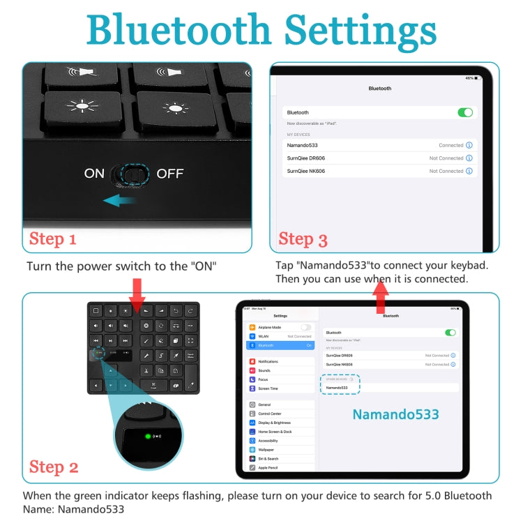 Rynx | 533 Bluetooth 5.0 Painting Keyboard 35 Keys Numeric Keypad Wireless Digital Keyboard (Black)
