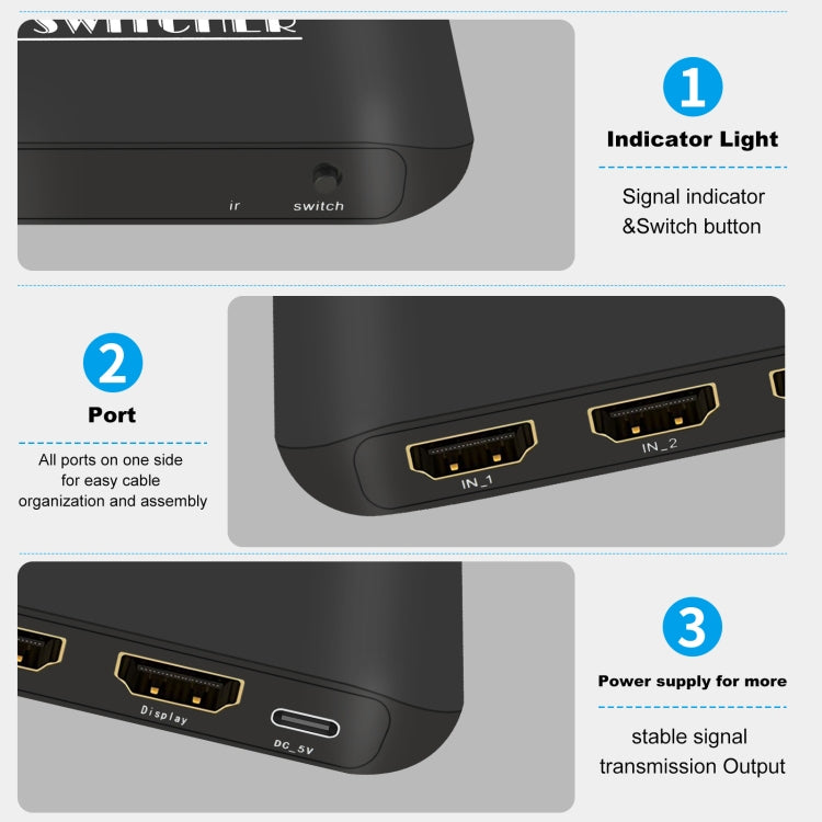 Rynx | NK-H31 8K 3 in 1 HDMI Switcher for Xbox PS4 PS5 Roku UHD TV Monitor Projector