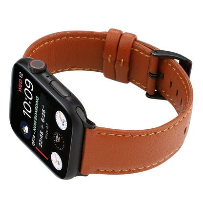 Rynx | For Apple Watch Series 7 45mm / 6 & SE & 5 & 4 44mm / 3 & 2 & 1 42mm Cowhide Leather Texture Strap (Brown)