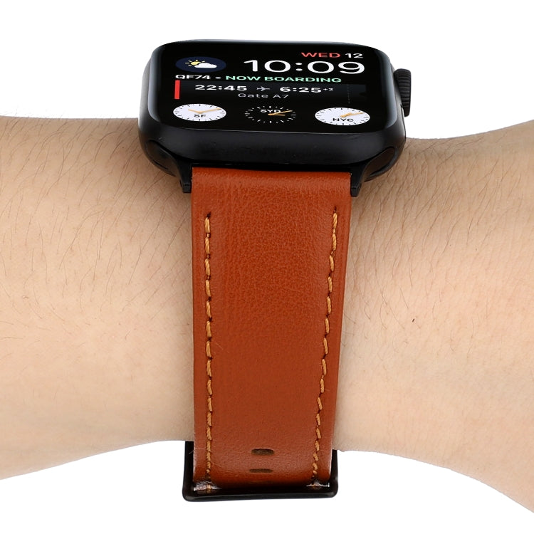 Rynx | For Apple Watch Series 7 45mm / 6 & SE & 5 & 4 44mm / 3 & 2 & 1 42mm Cowhide Leather Texture Strap (Brown)