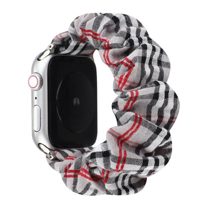 Rynx | For Apple Watch Series 9&8&7 41mm / SE 3&SE 2&6&SE&5&4 40mm / 3&2&1 38mm Fabric + Stainless Steel Haarring Watch Band (Gray Grid)