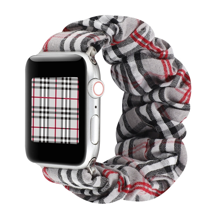 Rynx | For Apple Watch Series 9&8&7 41mm / SE 3&SE 2&6&SE&5&4 40mm / 3&2&1 38mm Fabric + Stainless Steel Haarring Watch Band (Gray Grid)