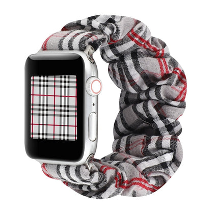 Rynx | For Apple Watch Series 9&8&7 41mm / SE 3&SE 2&6&SE&5&4 40mm / 3&2&1 38mm Fabric + Stainless Steel Haarring Watch Band (Gray Grid)