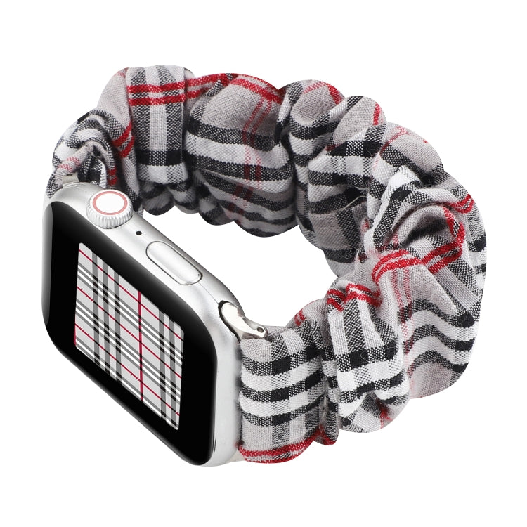 Rynx | For Apple Watch Series 9&8&7 41mm / SE 3&SE 2&6&SE&5&4 40mm / 3&2&1 38mm Fabric + Stainless Steel Haarring Watch Band (Gray Grid)