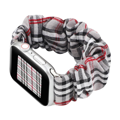 Rynx | For Apple Watch Series 9&8&7 41mm / SE 3&SE 2&6&SE&5&4 40mm / 3&2&1 38mm Fabric + Stainless Steel Haarring Watch Band (Gray Grid)