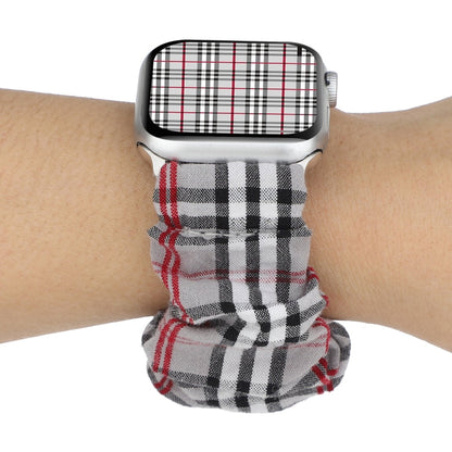 Rynx | For Apple Watch Series 9&8&7 41mm / SE 3&SE 2&6&SE&5&4 40mm / 3&2&1 38mm Fabric + Stainless Steel Haarring Watch Band (Gray Grid)