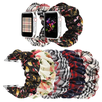 Rynx | For Apple Watch Series 7 45mm / 6 & SE & 5 & 4 44mm / 3 & 2 & 1 42mm Fabric + Stainless Steel Hair Ring Watch Band (Red Blue Check Pattern)