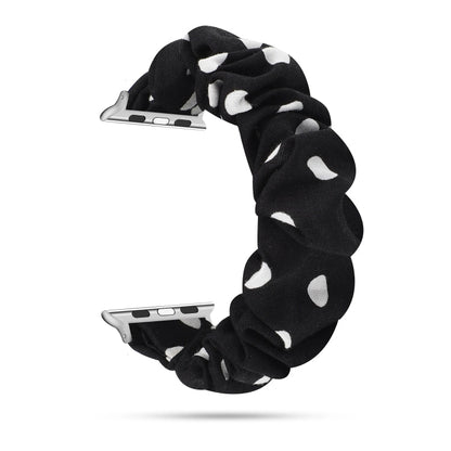 Rynx | For Apple Watch Series 7 45mm / 6 & SE & 5 & 4 44mm / 3 & 2 & 1 42mm Fabric + Stainless Steel Hoop Watch Band (Black Dot)