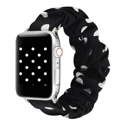 Rynx | For Apple Watch Series 7 45mm / 6 & SE & 5 & 4 44mm / 3 & 2 & 1 42mm Fabric + Stainless Steel Hoop Watch Band (Black Dot)