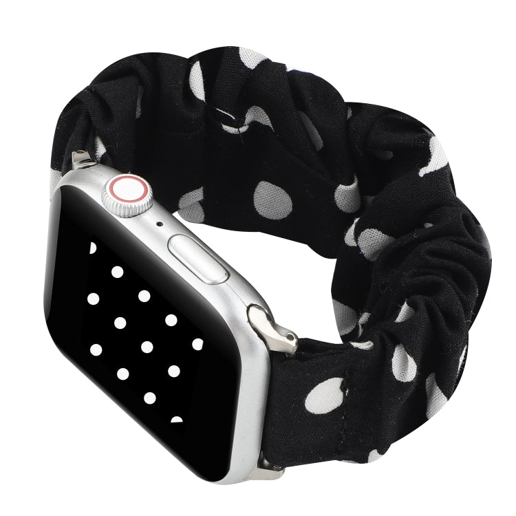 Rynx | For Apple Watch Series 7 45mm / 6 & SE & 5 & 4 44mm / 3 & 2 & 1 42mm Fabric + Stainless Steel Hoop Watch Band (Black Dot)