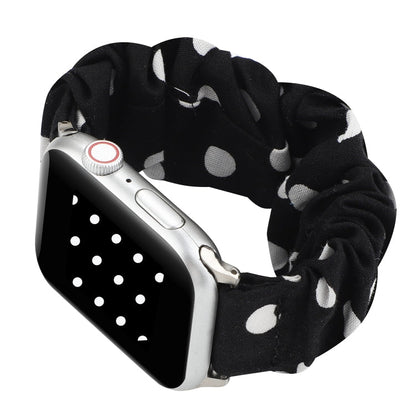 Rynx | For Apple Watch Series 7 45mm / 6 & SE & 5 & 4 44mm / 3 & 2 & 1 42mm Fabric + Stainless Steel Hoop Watch Band (Black Dot)