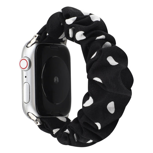 Rynx | For Apple Watch Series 7 45mm / 6 & SE & 5 & 4 44mm / 3 & 2 & 1 42mm Fabric + Stainless Steel Hoop Watch Band (Black Dot)