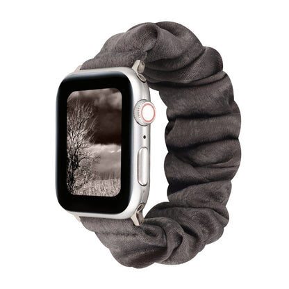 Rynx | For Apple Watch Series 7 41mm / 6 & SE & 5 & 4 40mm / 3 & 2 & 1 38mm Fabric + Stainless Steel Hair Ring Watch Band (Gray)