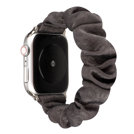 Rynx | For Apple Watch Series 7 41mm / 6 & SE & 5 & 4 40mm / 3 & 2 & 1 38mm Fabric + Stainless Steel Hair Ring Watch Band (Gray)
