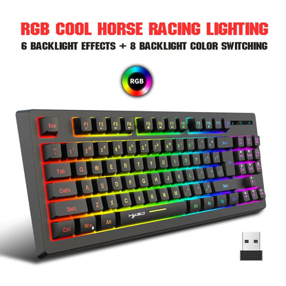 Rynx | HXSJ L100 87 Keys RGB Backlit Film 2.4G Wireless Keyboard (Black)