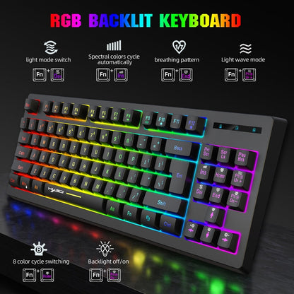 Rynx | HXSJ L100 87 Keys RGB Backlit Film 2.4G Wireless Keyboard (Black)