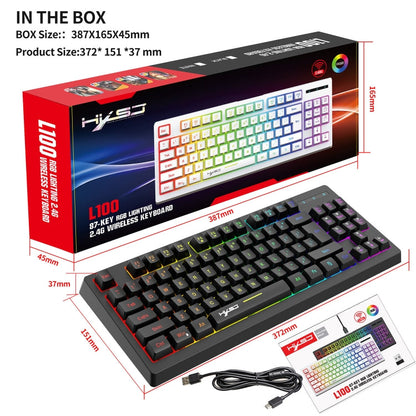Rynx | HXSJ L100 87 Keys RGB Backlit Film 2.4G Wireless Keyboard (Black)