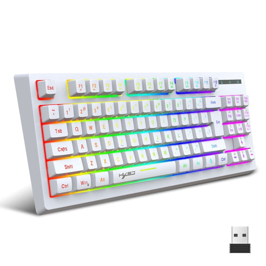 Rynx | HXSJ L100 87 Keys RGB Backlit Film 2.4G Wireless Keyboard (White)