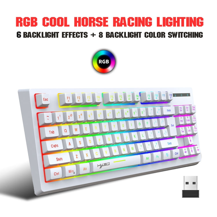 Rynx | HXSJ L100 87 Keys RGB Backlit Film 2.4G Wireless Keyboard (White)