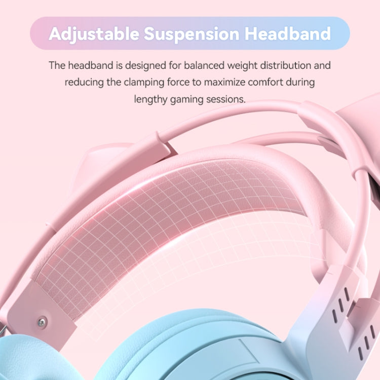 RYNX | T25 RGB Stereo Cat Ear Bluetooth Wireless Headphones with Detachable Microphone(Pink)