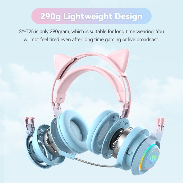 RYNX | T25 RGB Stereo Cat Ear Bluetooth Wireless Headphones with Detachable Microphone(Pink)