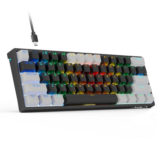 Rynx | AULA F3261 Type-C Wired Hot Swappable 61 Keys RGB Mechanical Keyboard (Gray Black Green Switch)